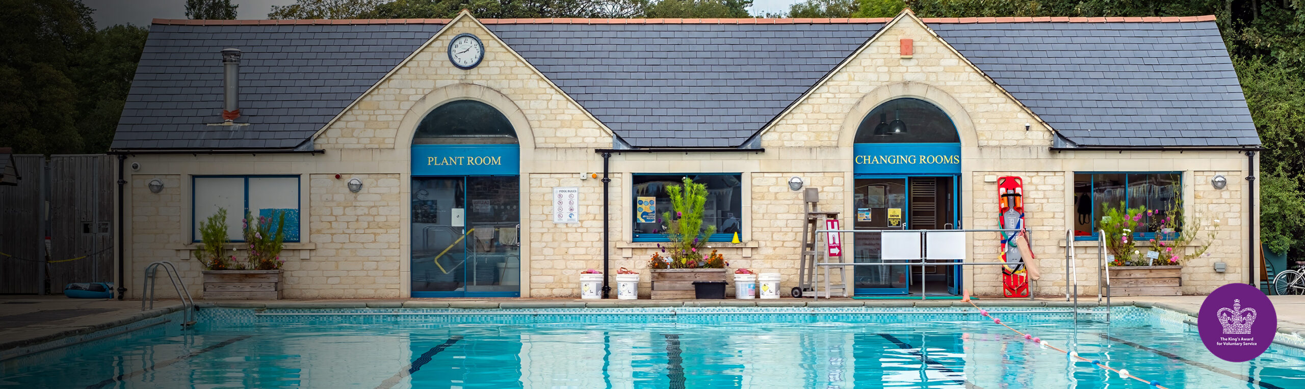Landscape of building and pool