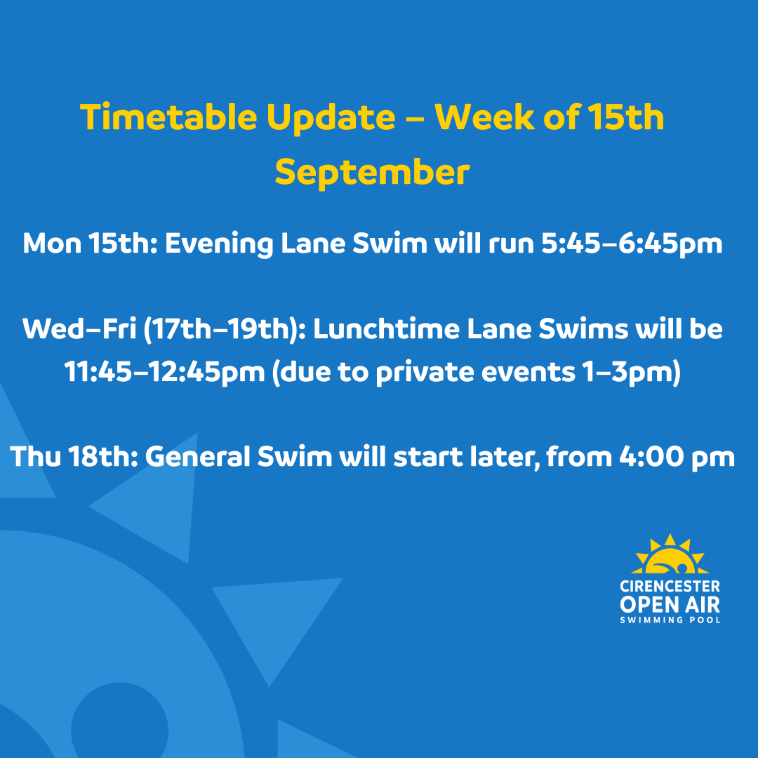 Timetable Update – Week of 15th September